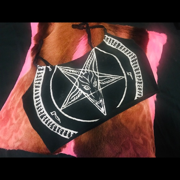 Hell Couture Tops - Hell Couture White & Black Pentagram Cami